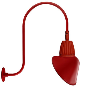 RAB GN3LED13NRACR 13W LED Gooseneck Cone Shade with Upcurve 30" High, 25" from Wall Goose Arm, 4000K Color Temperature (Neutral), Rectangular Reflector, 15" Angled Cone Shade, Red Finish