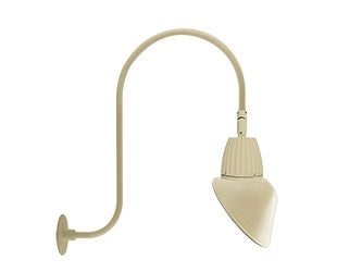 RAB GN3LED13NSAC11I 13W LED Gooseneck Cone Shade with Upcurve 30" High, 25" from Wall Goose Arm, 4000K Color Temperature (Neutral), Spot Reflector, 11" Angled Cone Shade, Ivory Finish