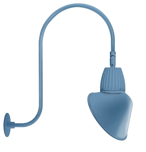 RAB GN3LED13YACLB 13W LED Gooseneck Cone Shade with Upcurve 30" High, 25" from Wall Goose Arm, 3000K Color Temperature (Warm), Flood Reflector, 15" Angled Cone Shade, Light Blue Finish