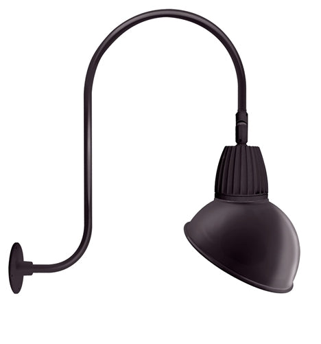 RAB GN3LED13YRADA 13W LED Gooseneck Dome Shade with Upcurve 30" High, 25" from Wall Goose Arm, 3000K (Warm), Rectangular Reflector, 15" Angled Dome Shade, Bronze Finish