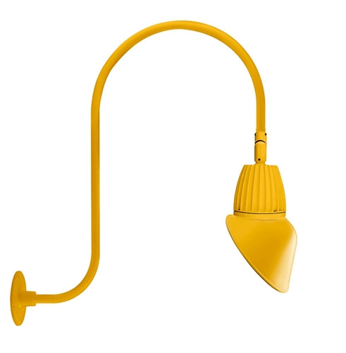 RAB GN3LED13YSAC11YL 13W LED Gooseneck Cone Shade with Upcurve 30" High, 25" from Wall Goose Arm, 3000K Color Temperature (Warm), Spot Reflector, 11" Angled Cone Shade, Yellow Finish