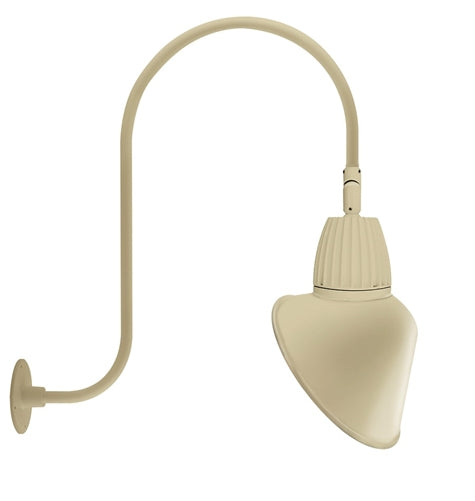 RAB GN3LED13YSACI 13W LED Gooseneck Cone Shade with Upcurve 30" High, 25" from Wall Goose Arm, 3000K Color Temperature (Warm), Spot Reflector, 15" Angled Cone Shade, Ivory Finish
