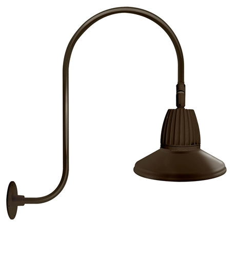 RAB GN3LED13YSTBWN 13W LED Gooseneck Straight Shade with Upcurve 30" High, 25" from Wall Goose Arm, 3000K (Warm), Flood Reflector, 15" Straight Shade, Brown Finish