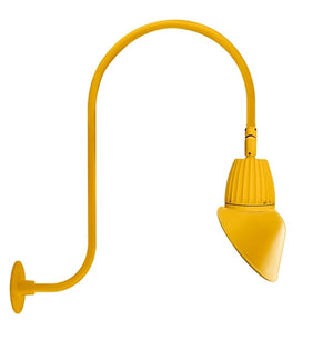 RAB GN3LED26NAC11YL 26W LED Gooseneck Cone Shade with Upcurve 30" High, 25" from Wall Goose Arm, 4000K Color Temperature (Neutral), Flood Reflector, 11" Angled Cone Shade, Yellow Finish