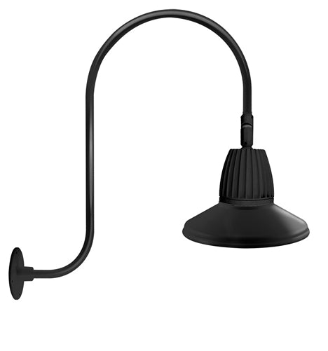 RAB GN3LED26NRSTB 26W LED Gooseneck Straight Shade with Upcurve 30" High, 25" from Wall Goose Arm, 4000K (Neutral), Rectangular Reflector, 15" Straight Shade, Black Finish