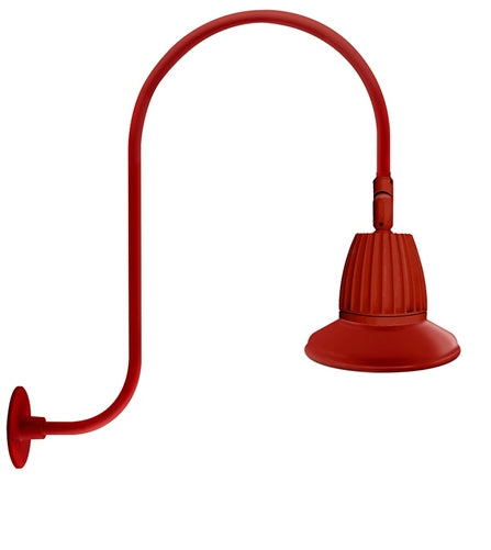 RAB GN3LED26NSST11R 26W LED Gooseneck Straight Shade with Upcurve 30" High, 25" from Wall Goose Arm, 4000K (Neutral), Spot Reflector, 11" Straight Shade, Red Finish