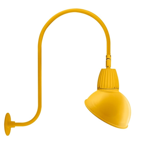 RAB GN3LED26YADYL 26W LED Gooseneck Dome Shade with Upcurve 30" High, 25" from Wall Goose Arm, 3000K (Warm), Flood Reflector, 15" Angled Dome Shade, Yellow Finish