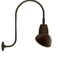 RAB GN3LED26YRAD11BWN 26W LED Gooseneck Dome Shade with Upcurve 30" High, 25" from Wall Goose Arm, 3000K (Warm), Rectangular Reflector, 11" Angled Dome Shade, Brown Finish
