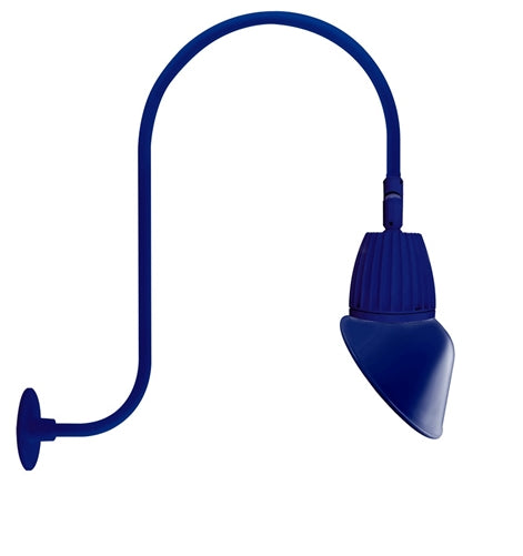 RAB GN3LED26YSAC11BL 26W LED Gooseneck Cone Shade with Upcurve 30" High, 25" from Wall Goose Arm, 3000K Color Temperature (Warm), Spot Reflector, 11" Angled Cone Shade, Royal Blue Finish