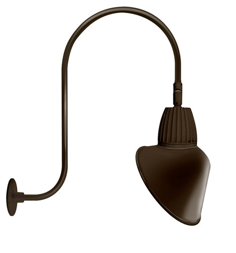 RAB GN3LED26YSACBWN 26W LED Gooseneck Cone Shade with Upcurve 30" High, 25" from Wall Goose Arm, 3000K Color Temperature (Warm), Spot Reflector, 15" Angled Cone Shade, Brown Finish