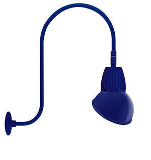 RAB GN3LED26YSAD11BL 26W LED Gooseneck Dome Shade with Upcurve 30" High, 25" from Wall Goose Arm, 3000K (Warm), Spot Reflector, 11" Angled Dome Shade, Royal Blue Finish