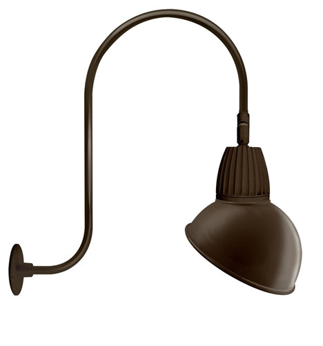 RAB GN3LED26YSADBWN 26W LED Gooseneck Dome Shade with Upcurve 30" High, 25" from Wall Goose Arm, 3000K (Warm), Spot Reflector, 15" Angled Dome Shade, Brown Finish