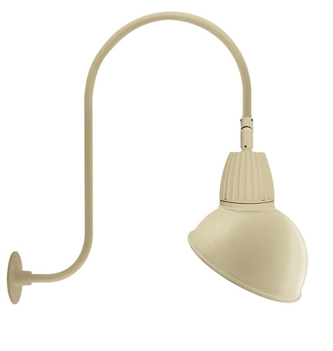 RAB GN3LED26YSADI 26W LED Gooseneck Dome Shade with Upcurve 30" High, 25" from Wall Goose Arm, 3000K (Warm), Spot Reflector, 15" Angled Dome Shade, Ivory Finish