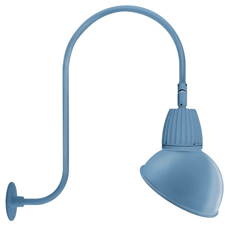 RAB GN3LED26YSADLB 26W LED Gooseneck Dome Shade with Upcurve 30" High, 25" from Wall Goose Arm, 3000K (Warm), Spot Reflector, 15" Angled Dome Shade, Light Blue Finish