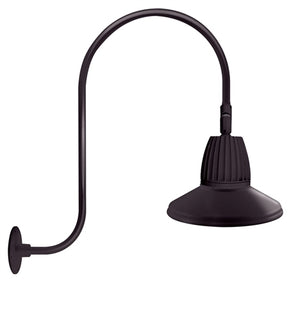 RAB GN3LED26YST11A 26W LED Gooseneck Straight Shade with Upcurve 30" High, 25" from Wall Goose Arm, 3000K (Warm), Flood Reflector, 11" Straight Shade, Bronze Finish