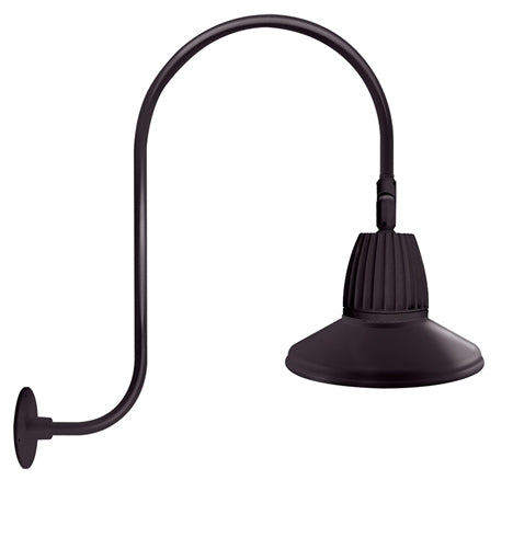 RAB GN3LED26YST11A 26W LED Gooseneck Straight Shade with Upcurve 30" High, 25" from Wall Goose Arm, 3000K (Warm), Flood Reflector, 11" Straight Shade, Bronze Finish