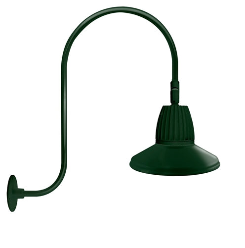 RAB GN3LED26YST11G 26W LED Gooseneck Straight Shade with Upcurve 30" High, 25" from Wall Goose Arm, 3000K (Warm), Flood Reflector, 11" Straight Shade, Hunter Green Finish