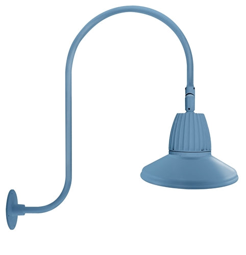 RAB GN3LED26YST11LB 26W LED Gooseneck Straight Shade with Upcurve 30" High, 25" from Wall Goose Arm, 3000K (Warm), Flood Reflector, 11" Straight Shade, Light Blue Finish