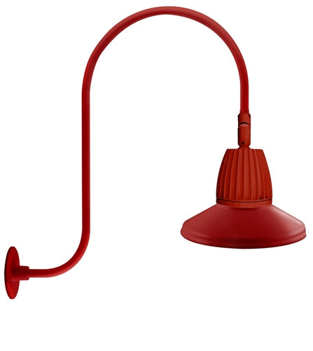 RAB GN3LED26YST11R 26W LED Gooseneck Straight Shade with Upcurve 30" High, 25" from Wall Goose Arm, 3000K (Warm), Flood Reflector, 11" Straight Shade, Red Finish