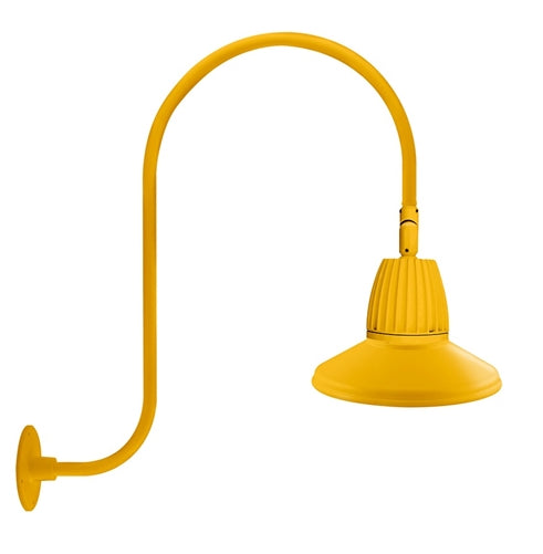 RAB GN3LED26YST11YL 26W LED Gooseneck Straight Shade with Upcurve 30" High, 25" from Wall Goose Arm, 3000K (Warm), Flood Reflector, 11" Straight Shade, Yellow Finish
