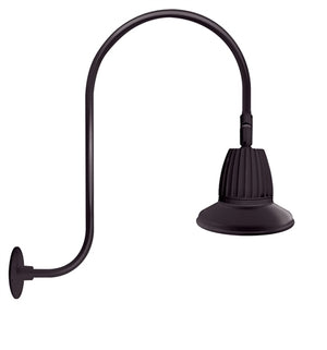 RAB GN3LED26YSTA 26W LED Gooseneck Straight Shade with Upcurve 30" High, 25" from Wall Goose Arm, 3000K (Warm), Flood Reflector, 15" Straight Shade, Bronze Finish