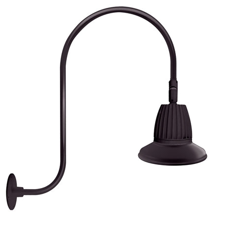 RAB GN3LED26YSTA 26W LED Gooseneck Straight Shade with Upcurve 30" High, 25" from Wall Goose Arm, 3000K (Warm), Flood Reflector, 15" Straight Shade, Bronze Finish