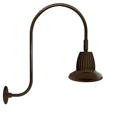 RAB GN3LED26YSTBWN 26W LED Gooseneck Straight Shade with Upcurve 30" High, 25" from Wall Goose Arm, 3000K (Warm), Flood Reflector, 15" Straight Shade, Brown Finish