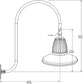 RAB GN3LED26YSTS 26W LED Gooseneck Straight Shade with Upcurve 30" High, 25" from Wall Goose Arm, 3000K (Warm), Flood Reflector, 15" Straight Shade, Silver Finish