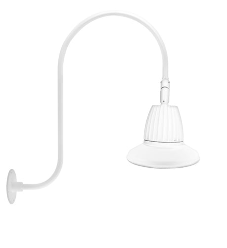 RAB GN3LED26YSTW 26W LED Gooseneck Straight Shade with Upcurve 30" High, 25" from Wall Goose Arm, 3000K (Warm), Flood Reflector, 15" Straight Shade, White Finish
