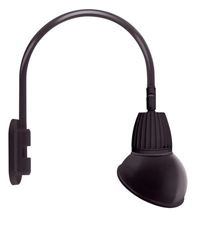 RAB GN4LED13NAD11A 13W LED Gooseneck Dome Shade with Wall 20" High, 19" from Wall Goose Arm, 4000K (Neutral), Flood Reflector, 11" Angled Dome Shade, Bronze Finish