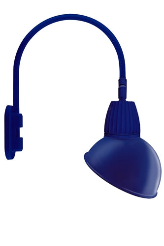 RAB GN4LED13NADBL 13W LED Gooseneck Dome Shade with Wall 20" High, 19" from Wall Goose Arm, 4000K (Neutral), Flood Reflector, 15" Angled Dome Shade, Royal Blue Finish
