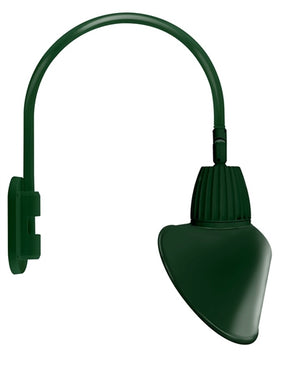 RAB GN4LED13NRACG 13W LED Gooseneck Cone Shade with Wall 20" High, 19" from Wall Goose Arm, 4000K Color Temperature (Neutral), Rectangular Reflector, 15" Angled Cone Shade, Hunter Green Finish