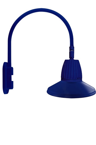 RAB GN4LED13YRSTBL 13W LED Gooseneck Straight Shade with Wall 20" High, 19" from Wall Goose Arm, 3000K (Warm), Rectangular Reflector, 15" Straight Shade, Royal Blue Finish