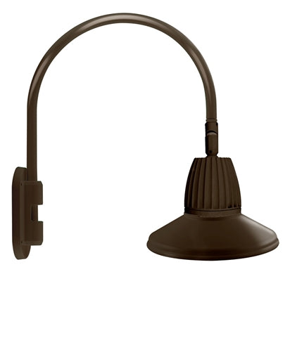 RAB GN4LED13YRSTBWN 13W LED Gooseneck Straight Shade with Wall 20" High, 19" from Wall Goose Arm, 3000K (Warm), Rectangular Reflector, 15" Straight Shade, Brown Finish