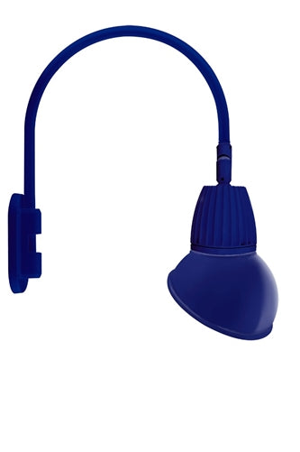 RAB GN4LED13YSAD11BL 13W LED Gooseneck Dome Shade with Wall 20" High, 19" from Wall Goose Arm, 3000K (Warm), Spot Reflector, 11" Angled Dome Shade, Royal Blue Finish