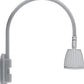 RAB GN4LED13YSS 26W LED Gooseneck No Shade with Wall 20" High, 19" from Wall Goose Arm, 3000K (Warm), Spot Reflector, Silver Finish