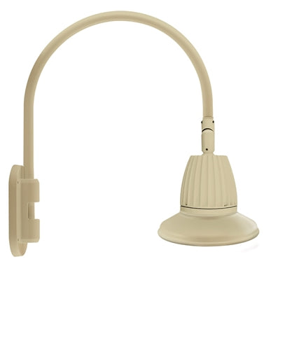 RAB GN4LED13YST11I 13W LED Gooseneck Straight Shade with Wall 20" High, 19" from Wall Goose Arm, 3000K (Warm), Flood Reflector, 11" Straight Shade, Ivory Finish