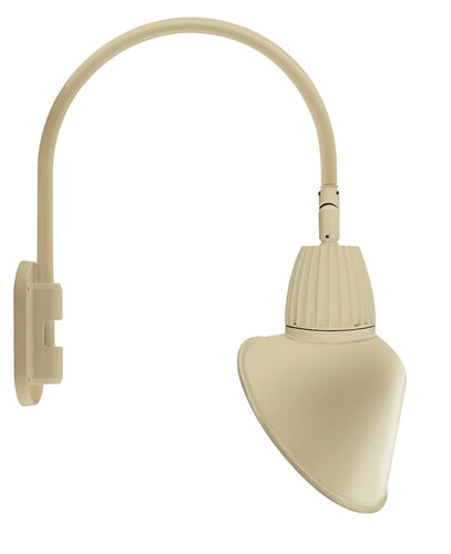 RAB GN4LED26NACI 26W LED Gooseneck Cone Shade with Wall 20" High, 19" from Wall Goose Arm, 4000K Color Temperature (Neutral), Flood Reflector, 15" Angled Cone Shade, Ivory Finish