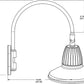 RAB GN4LED26NSSTW 26W LED Gooseneck Straight Shade with Wall 20" High, 19" from Wall Goose Arm, 4000K (Neutral), Spot Reflector, 15" Straight Shade, White Finish