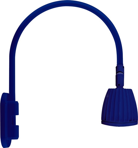 RAB GN4LED26YBL 26W LED Gooseneck No Shade with Wall 20" High, 19" from Wall Goose Arm, 3000K (Warm), Flood Reflector, Royal Blue Finish