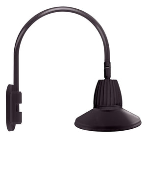RAB GN4LED26YRSTA 26W LED Gooseneck Straight Shade with Wall 20" High, 19" from Wall Goose Arm, 3000K (Warm), Rectangular Reflector, 15" Straight Shade, Bronze Finish