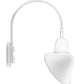 RAB GN4LED26YSACW 26W LED Gooseneck Cone Shade with Wall 20" High, 19" from Wall Goose Arm, 3000K Color Temperature (Warm), Spot Reflector, 15" Angled Cone Shade, White Finish