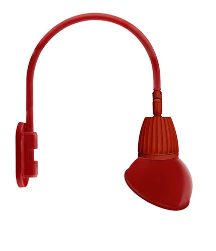 RAB GN4LED26YSAD11R 26W LED Gooseneck Dome Shade with Wall 20" High, 19" from Wall Goose Arm, 3000K (Warm), Spot Reflector, 11" Angled Dome Shade, Red Finish