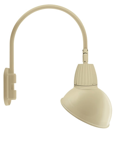 RAB GN4LED26YSADI 26W LED Gooseneck Dome Shade with Wall 20" High, 19" from Wall Goose Arm, 3000K (Warm), Spot Reflector, 15" Angled Dome Shade, Ivory Finish