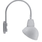 RAB GN4LED26YSADS 26W LED Gooseneck Dome Shade with Wall 20" High, 19" from Wall Goose Arm, 3000K (Warm), Spot Reflector, 15" Angled Dome Shade, Silver Finish