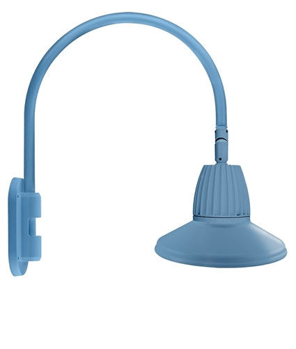 RAB GN4LED26YSSTLB 26W LED Gooseneck Straight Shade with Wall 20" High, 19" from Wall Goose Arm, 3000K (Warm), Spot Reflector, 15" Straight Shade, Light Blue Finish