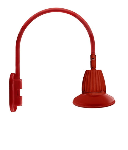 RAB GN4LED26YST11R 26W LED Gooseneck Straight Shade with Wall 20" High, 19" from Wall Goose Arm, 3000K (Warm), Flood Reflector, 11" Straight Shade, Red Finish