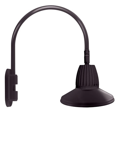 RAB GN4LED26YSTA 26W LED Gooseneck Straight Shade with Wall 20" High, 19" from Wall Goose Arm, 3000K (Warm), Flood Reflector, 15" Straight Shade, Bronze Finish
