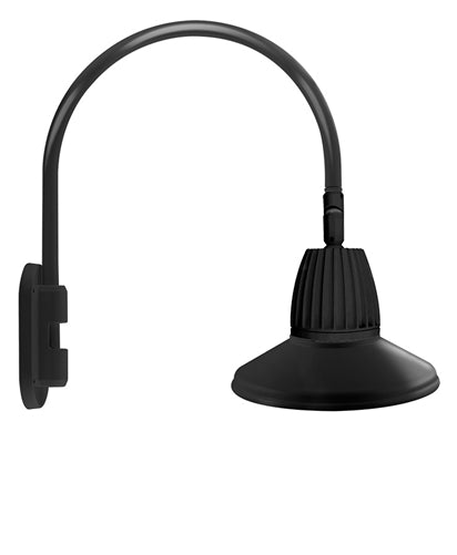 RAB GN4LED26YSTB 26W LED Gooseneck Straight Shade with Wall 20" High, 19" from Wall Goose Arm, 3000K (Warm), Flood Reflector, 15" Straight Shade, Black Finish