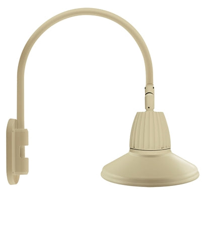 RAB GN4LED26YSTI 26W LED Gooseneck Straight Shade with Wall 20" High, 19" from Wall Goose Arm, 3000K (Warm), Flood Reflector, 15" Straight Shade, Ivory Finish